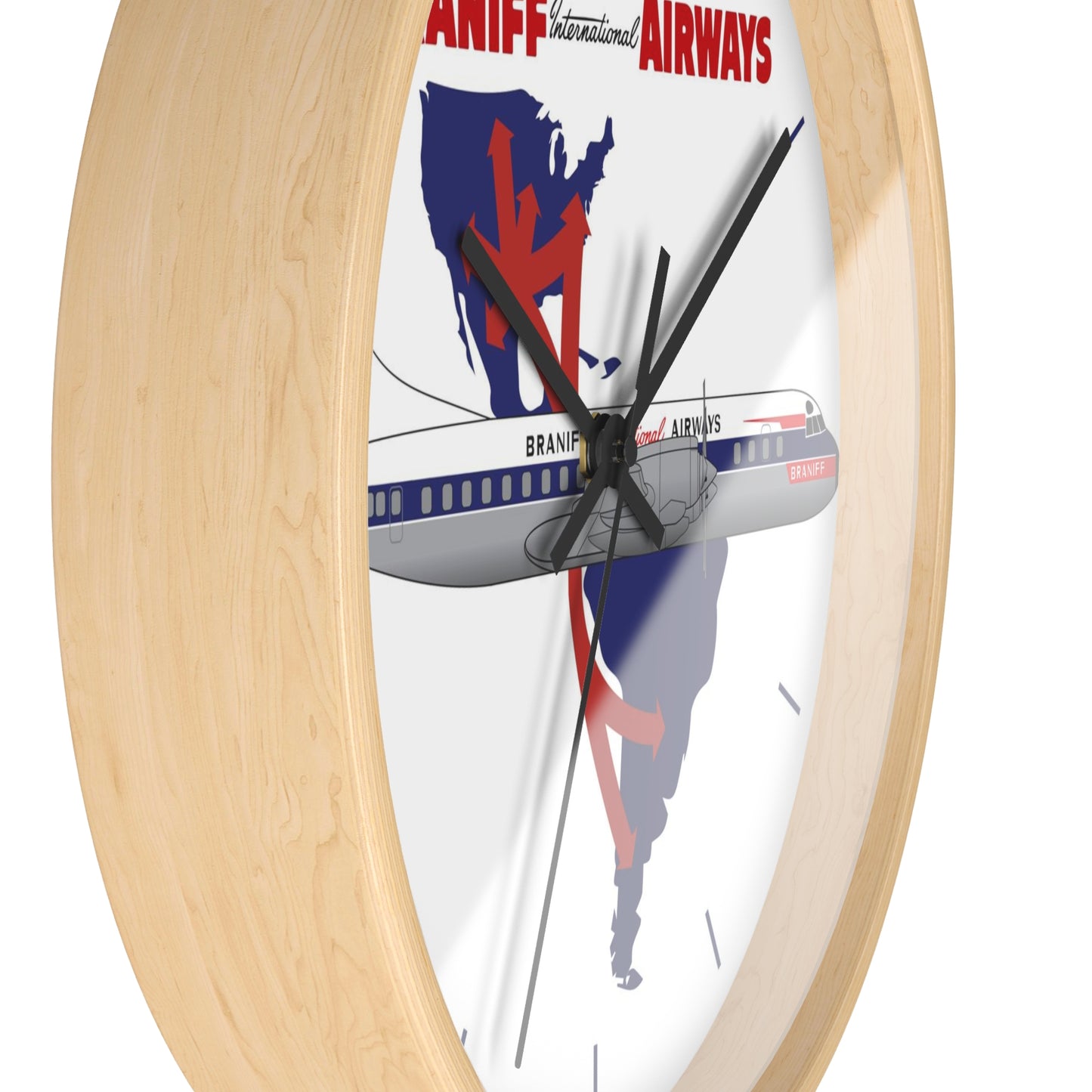 Wall Clock Braniff Lockheed L-188 Electra Jet with Route Map