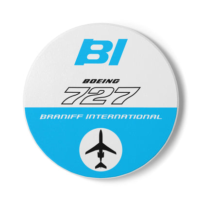Braniff Ceramic Coaster with Cork Backing EOTPP Boeing 727 1966 Blue
