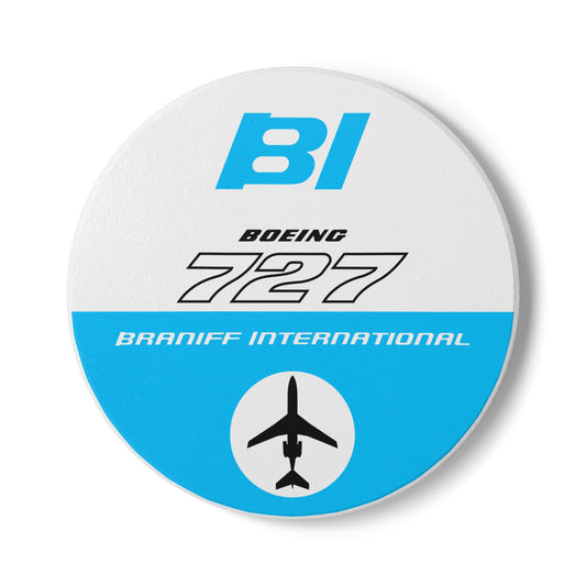 Braniff Ceramic Coaster with Cork Backing EOTPP Boeing 727 1966 Blue