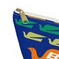 Braniff Inflight Accessory Toiletry Makeup Travel Pouch with T-bottom Bluebird of Happiness Flock Dark Blue