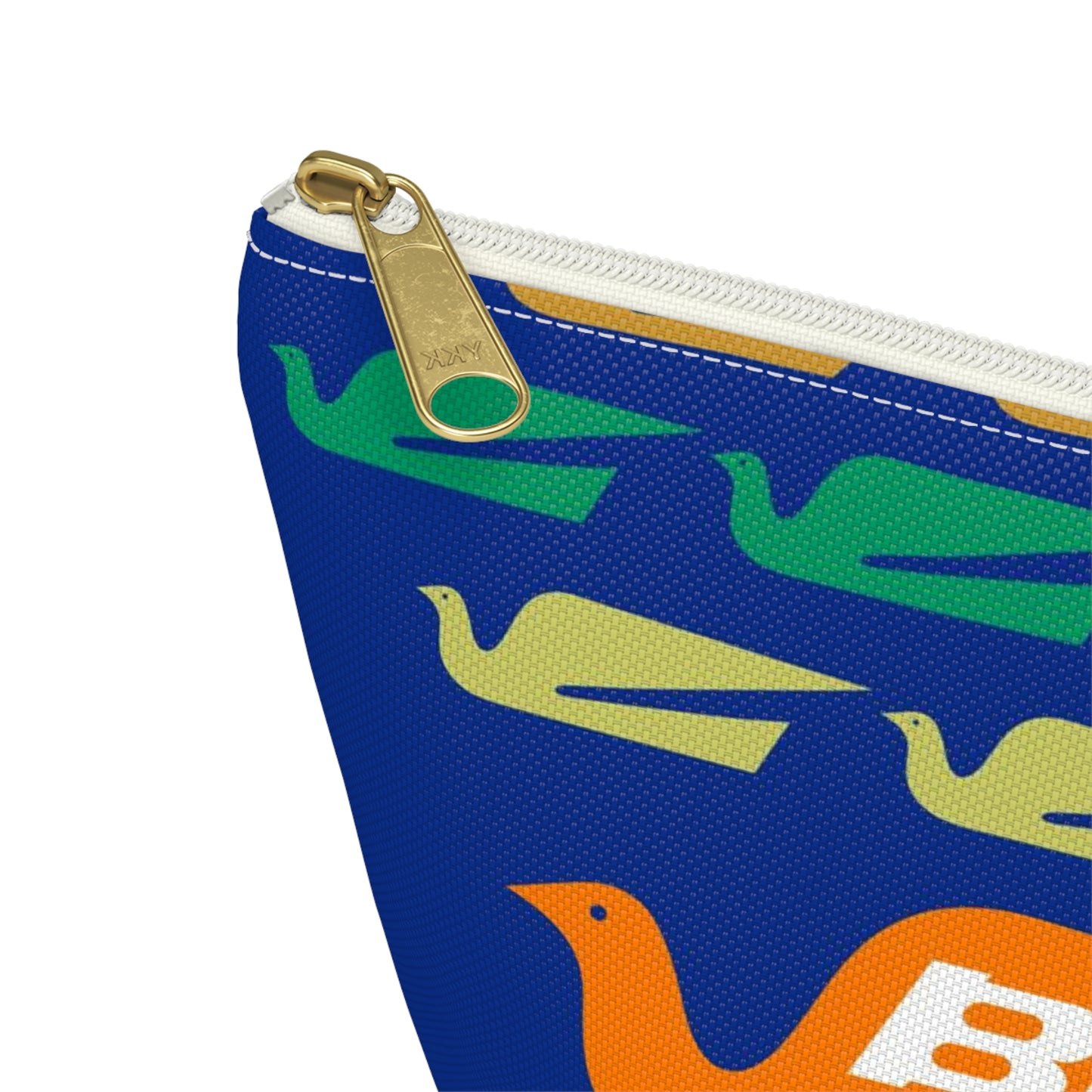 Braniff Inflight Accessory Toiletry Makeup Travel Pouch with T-bottom Bluebird of Happiness Flock Dark Blue