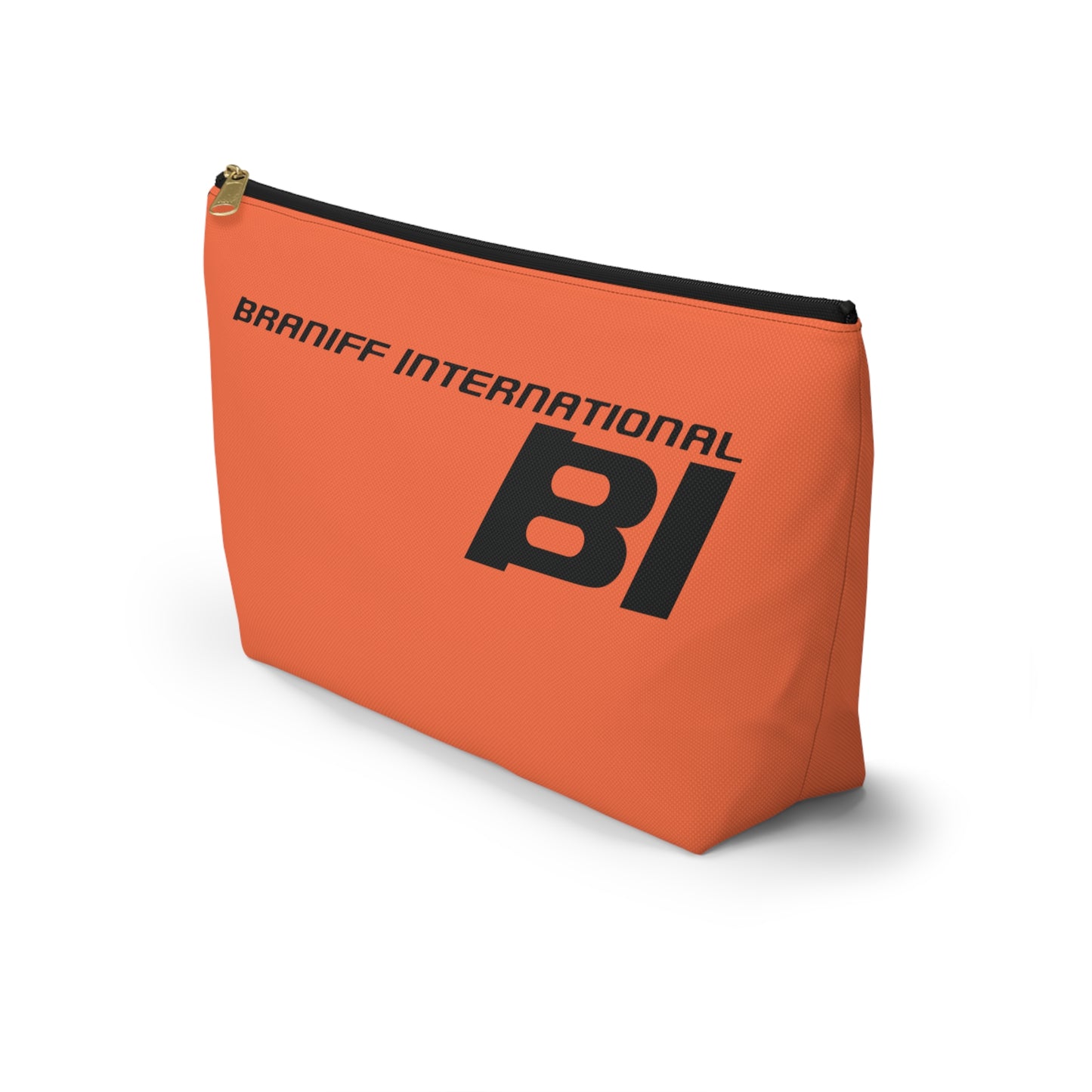 Braniff End of the Plain Bag Accessory Toiletry Makeup Travel Pouch with T-bottom Orange