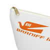 Braniff Inflight Accessory Toiletry Makeup Travel Pouch with T-bottom Bluebird of Happiness Orange