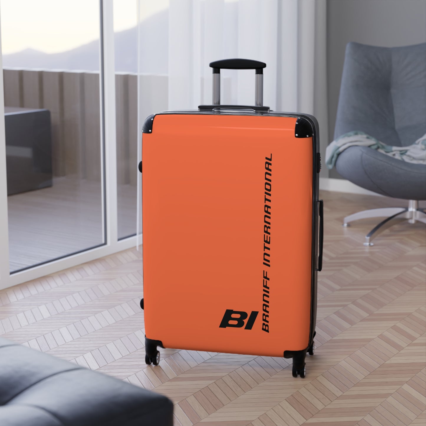 Braniff Ultra Space Jet Luggage Suitcase Braniff Alexander Girard Design End of the Plain Plane 1965 1967 Orange