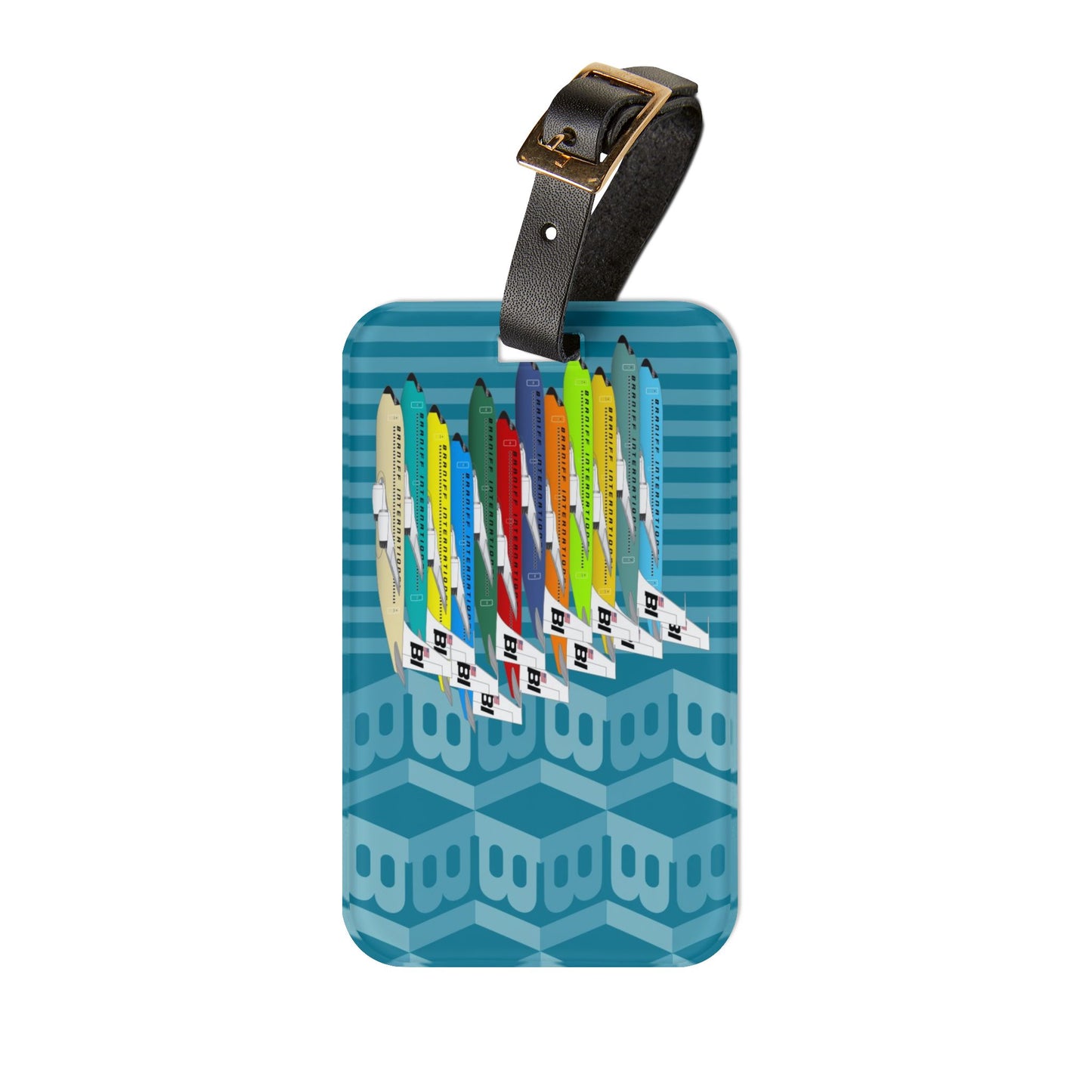 Luggage Tag Personalized Braniff EOTPP End of the Plain Plane Fleet of Boeing 707 Super Jets with BI Tiled Logo 1965