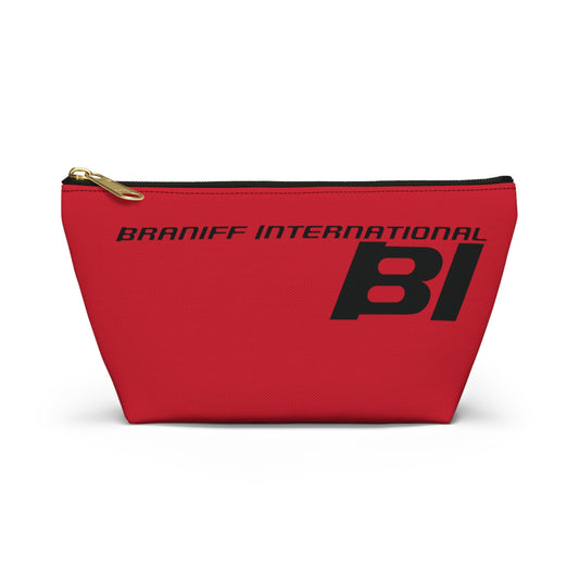 Braniff End of the Plain Bag Accessory Toiletry Makeup Travel Pouch with T-bottom Red