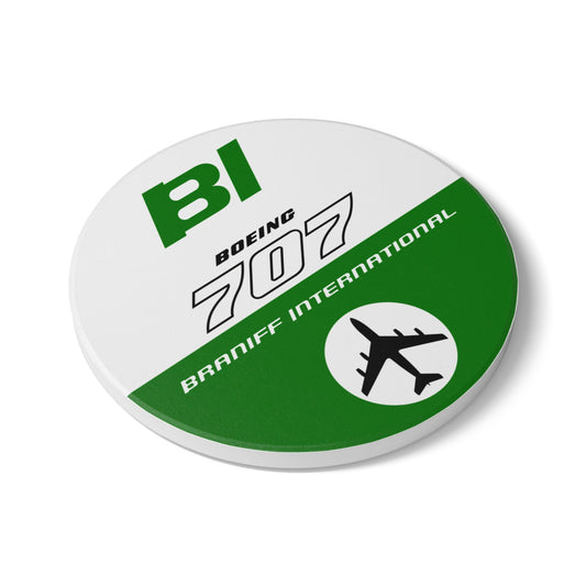 Braniff Ceramic Coaster with Cork Backing EOTPP Boeing 707 1966 Green