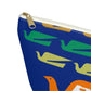 Braniff Inflight Accessory Toiletry Makeup Travel Pouch with T-bottom Bluebird of Happiness Flock Dark Blue