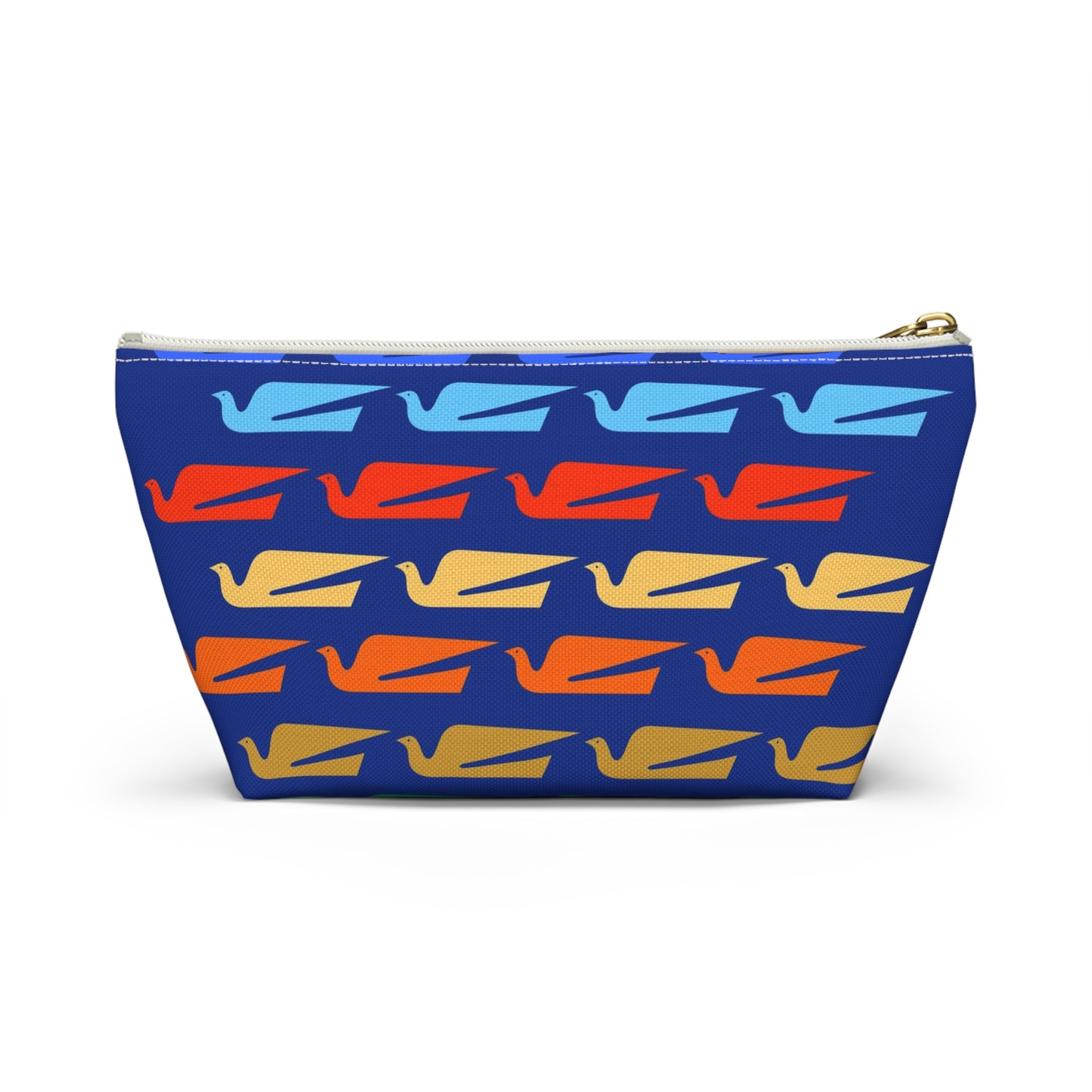 Braniff Inflight Accessory Toiletry Makeup Travel Pouch with T-bottom Bluebird of Happiness Flock Dark Blue