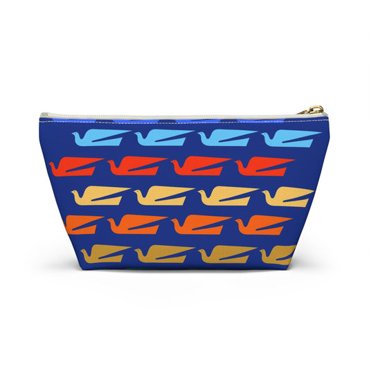 Braniff Inflight Accessory Toiletry Makeup Travel Pouch with T-bottom Bluebird of Happiness Flock Dark Blue