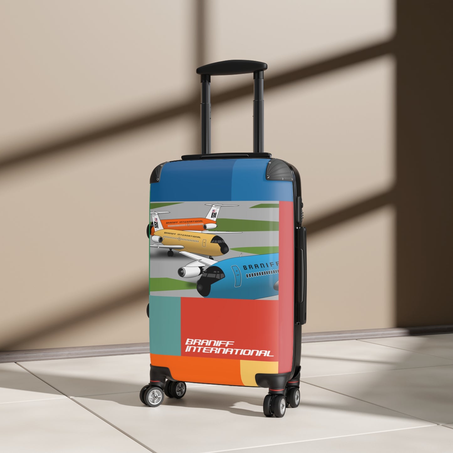 Braniff Ultra Space Jet Luggage Suitcase End of the Plain Plane Debut Boeing 720 and BAC One-11 Jet Multi Color