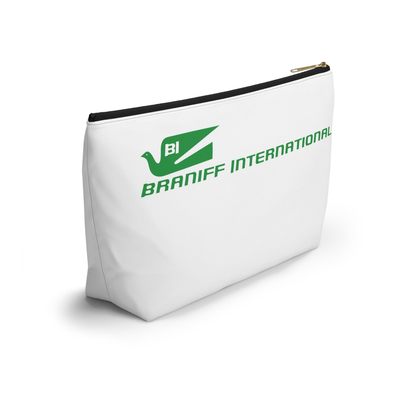 Braniff Inflight Accessory Toiletry Makeup Travel Pouch with T-bottom Bluebird of Happiness Panagra Green