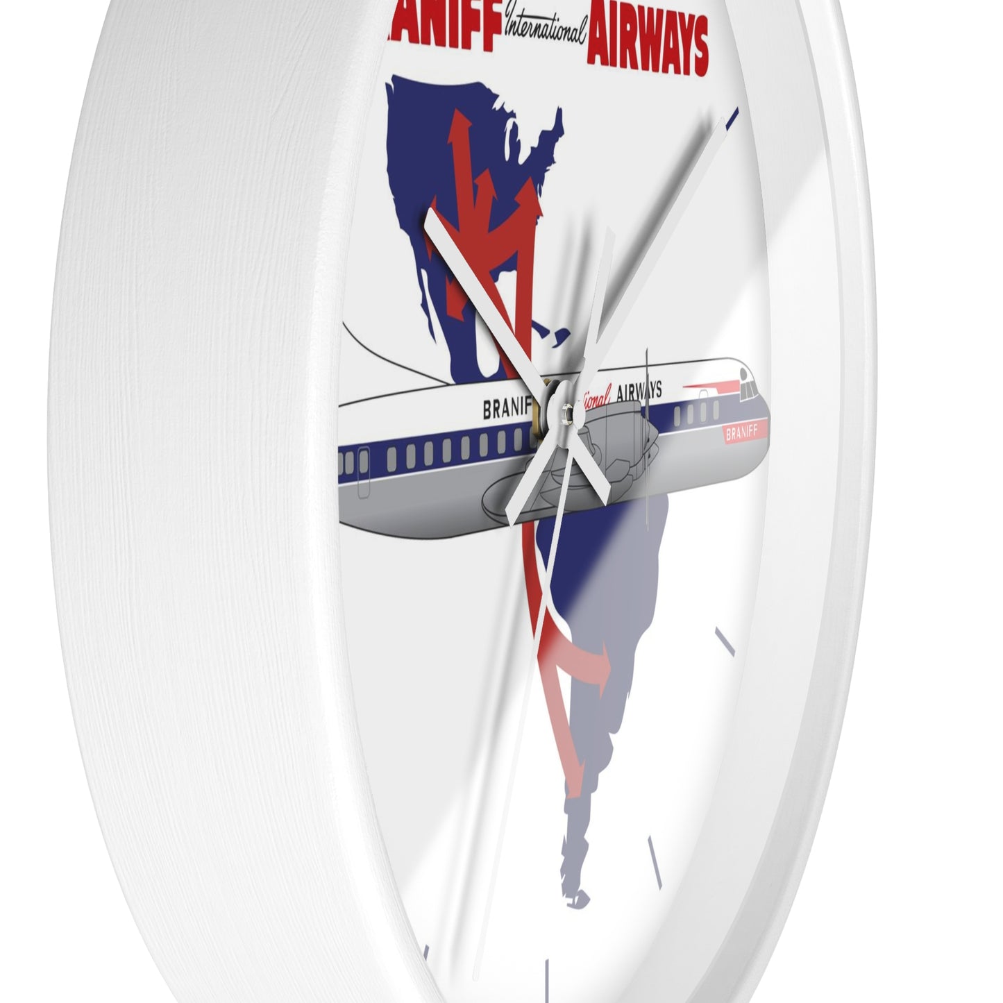 Wall Clock Braniff Lockheed L-188 Electra Jet with Route Map