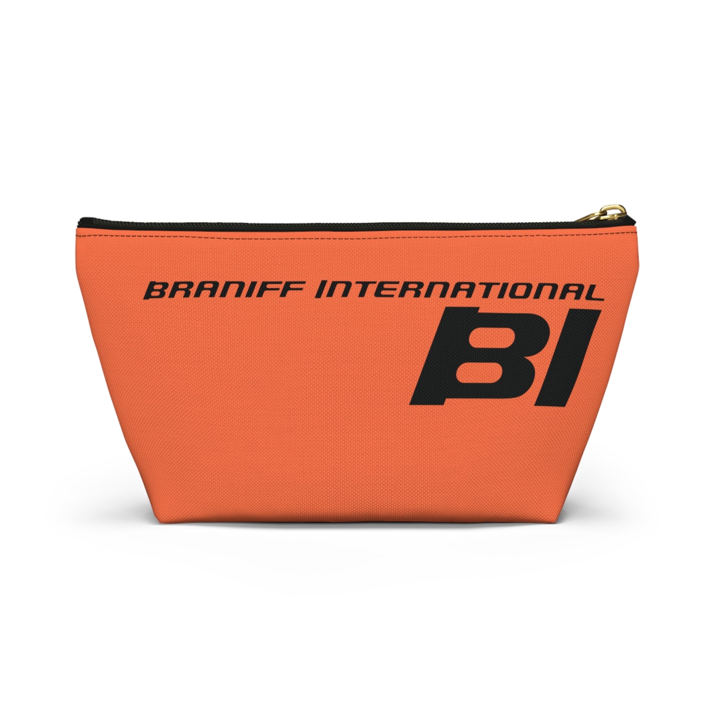 Braniff End of the Plain Bag Accessory Toiletry Makeup Travel Pouch with T-bottom Orange