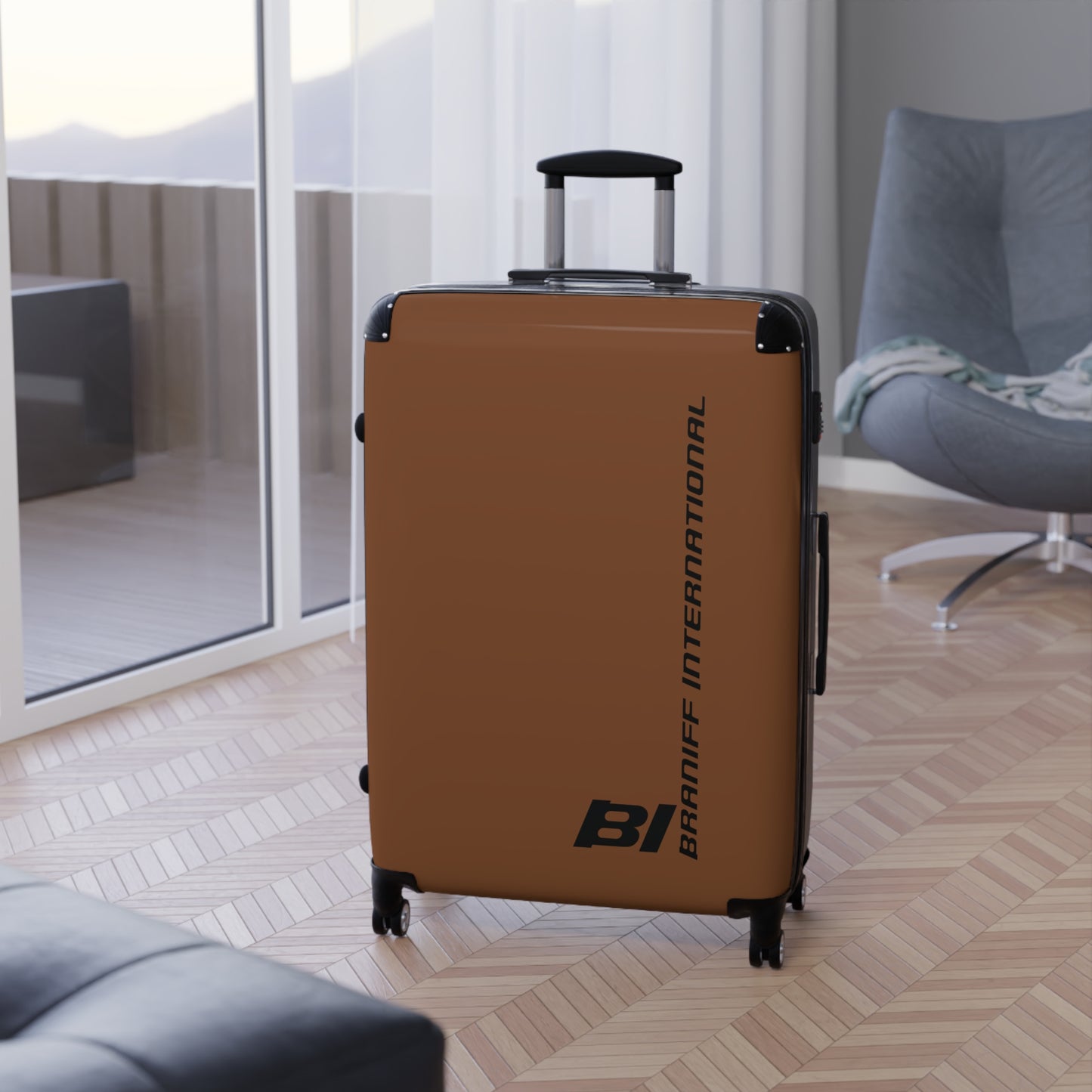 Braniff Ultra Space Jet Luggage Suitcase Braniff Alexander Girard Design End of the Plain Plane 1965 1967 Brown