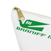 Braniff Inflight Accessory Toiletry Makeup Travel Pouch with T-bottom Bluebird of Happiness Panagra Green
