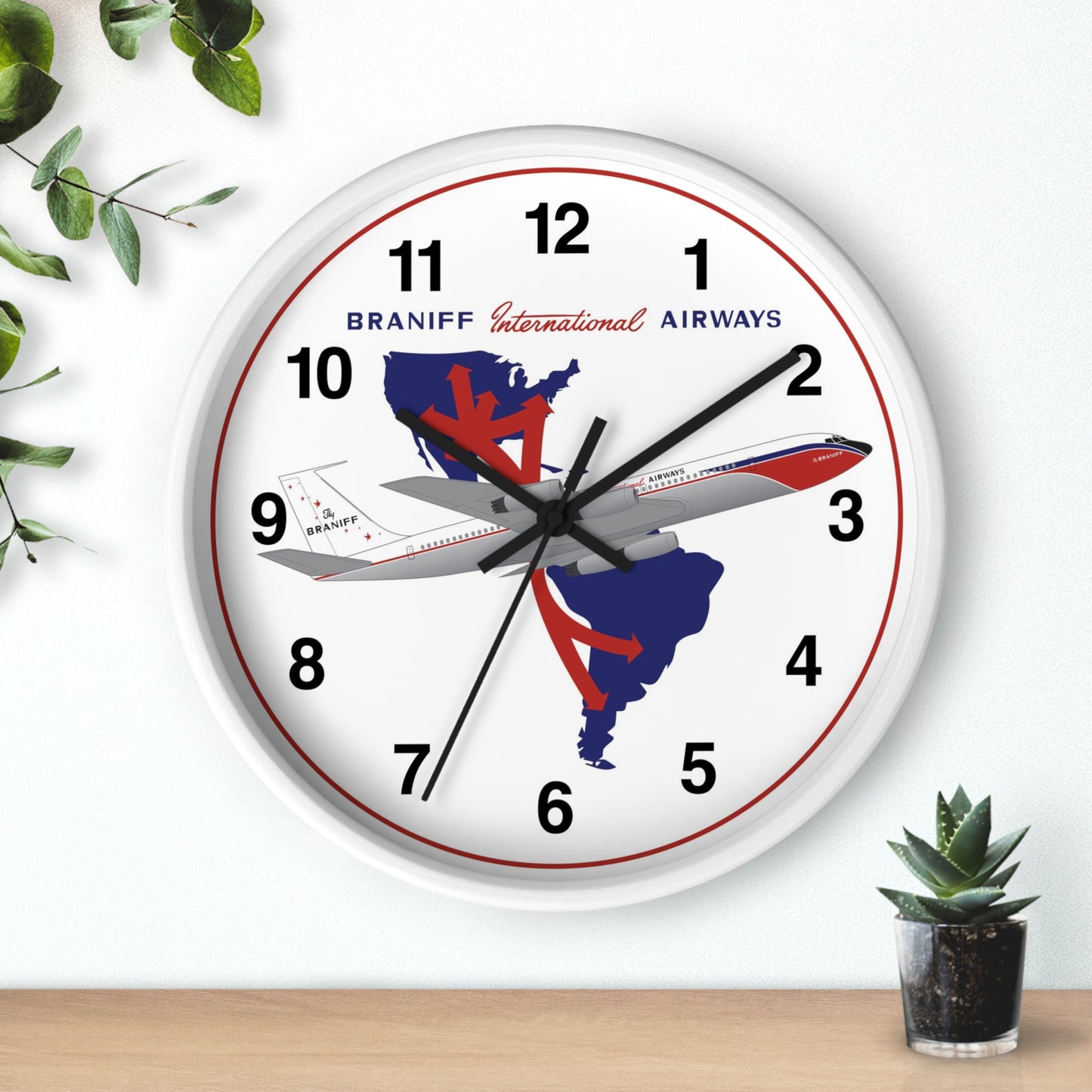 Wall Clock Braniff 707-227 El Dorado Super Jet with Route Map