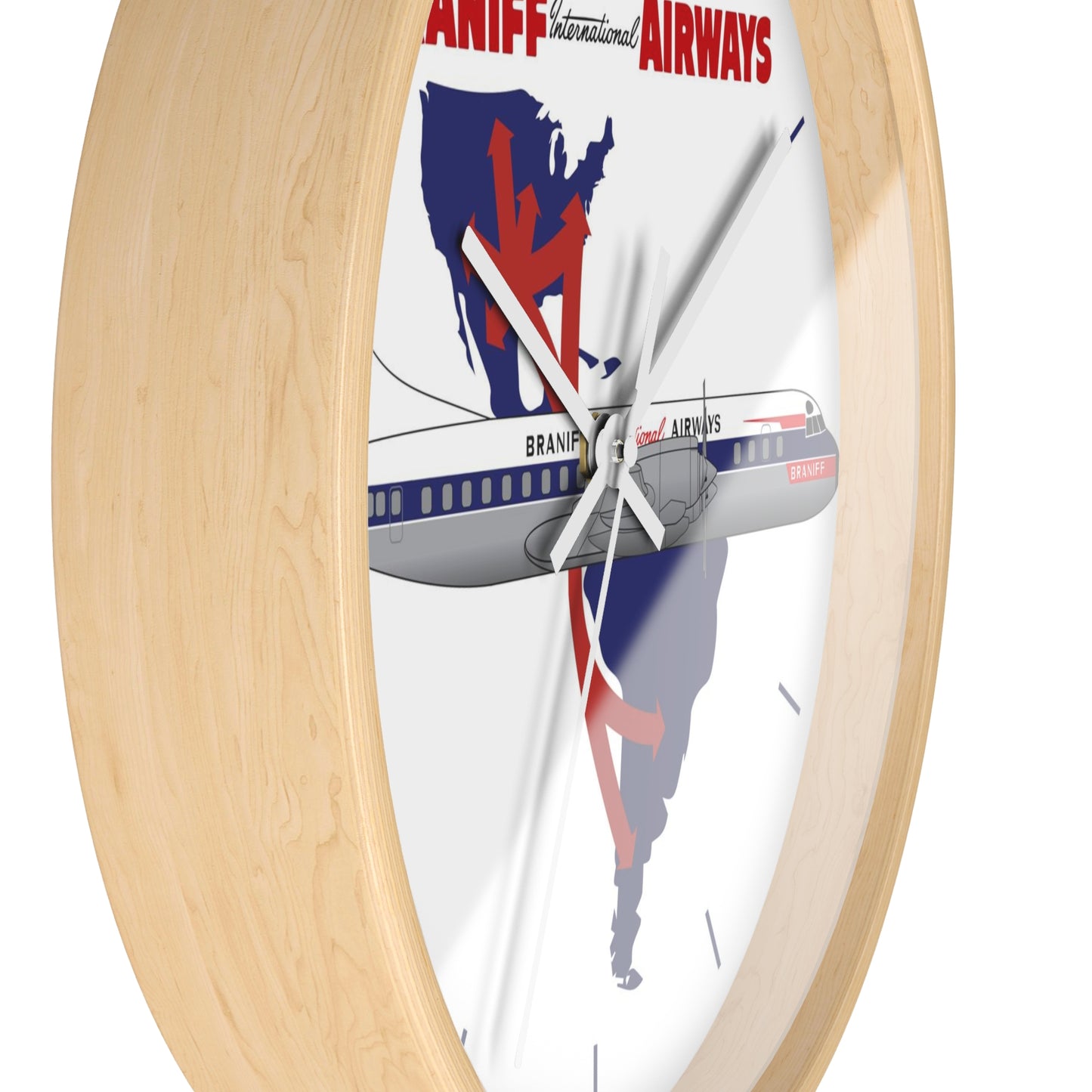 Wall Clock Braniff Lockheed L-188 Electra Jet with Route Map