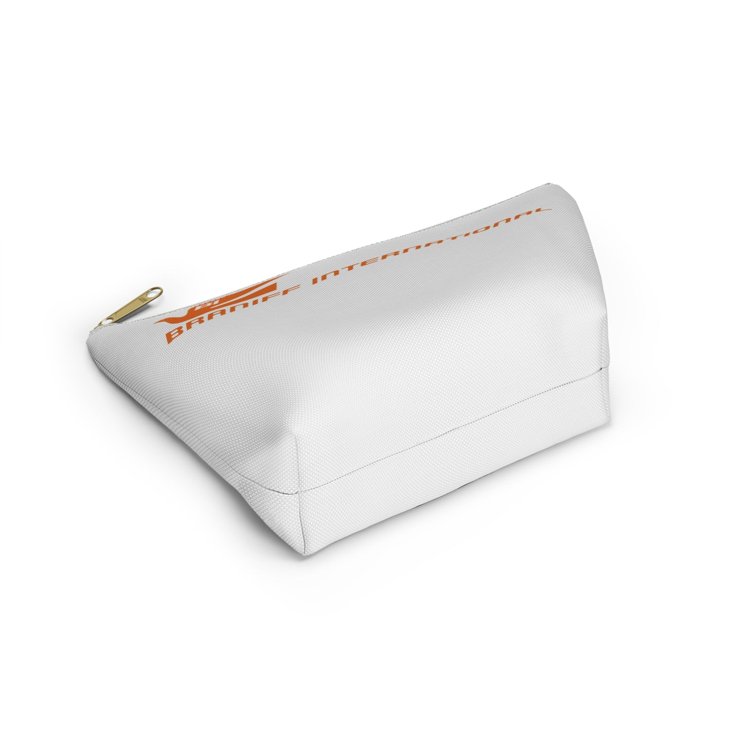 Braniff Inflight Accessory Toiletry Makeup Travel Pouch with T-bottom Bluebird of Happiness Orange