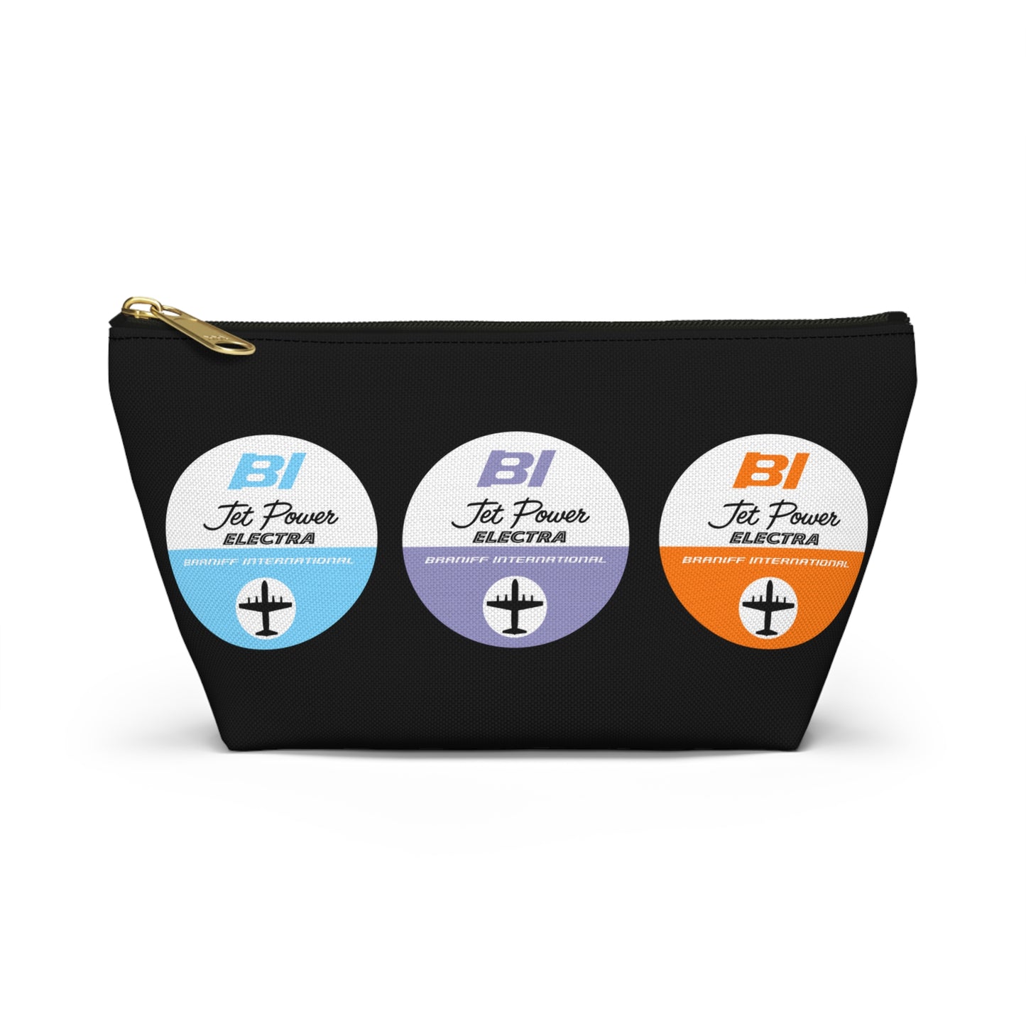 Braniff Inflight Accessory Toiletry Makeup Travel Pouch with T-bottom Braniff Lockheed L-188 Electra Circle Logo Multi Color 1965