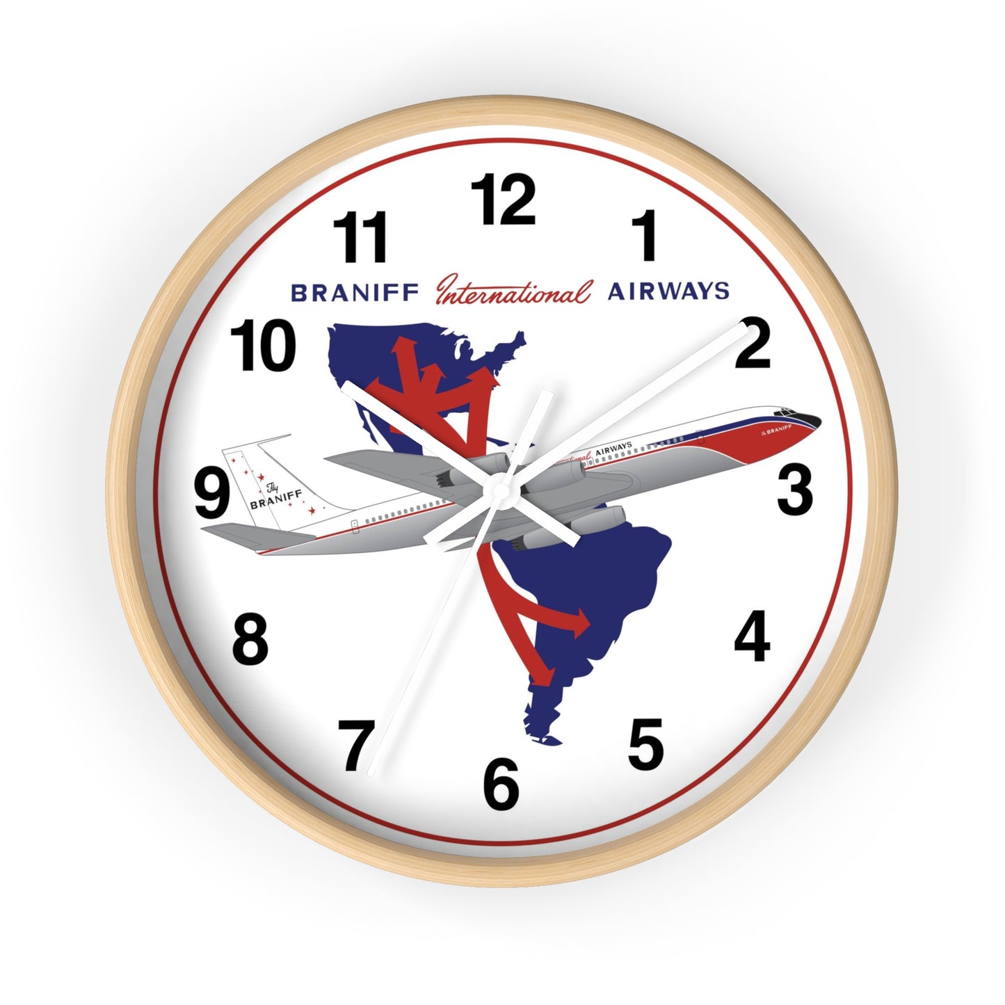 Wall Clock Braniff 707-227 El Dorado Super Jet with Route Map