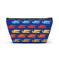 Braniff Inflight Accessory Toiletry Makeup Travel Pouch with T-bottom Bluebird of Happiness Flock Dark Blue