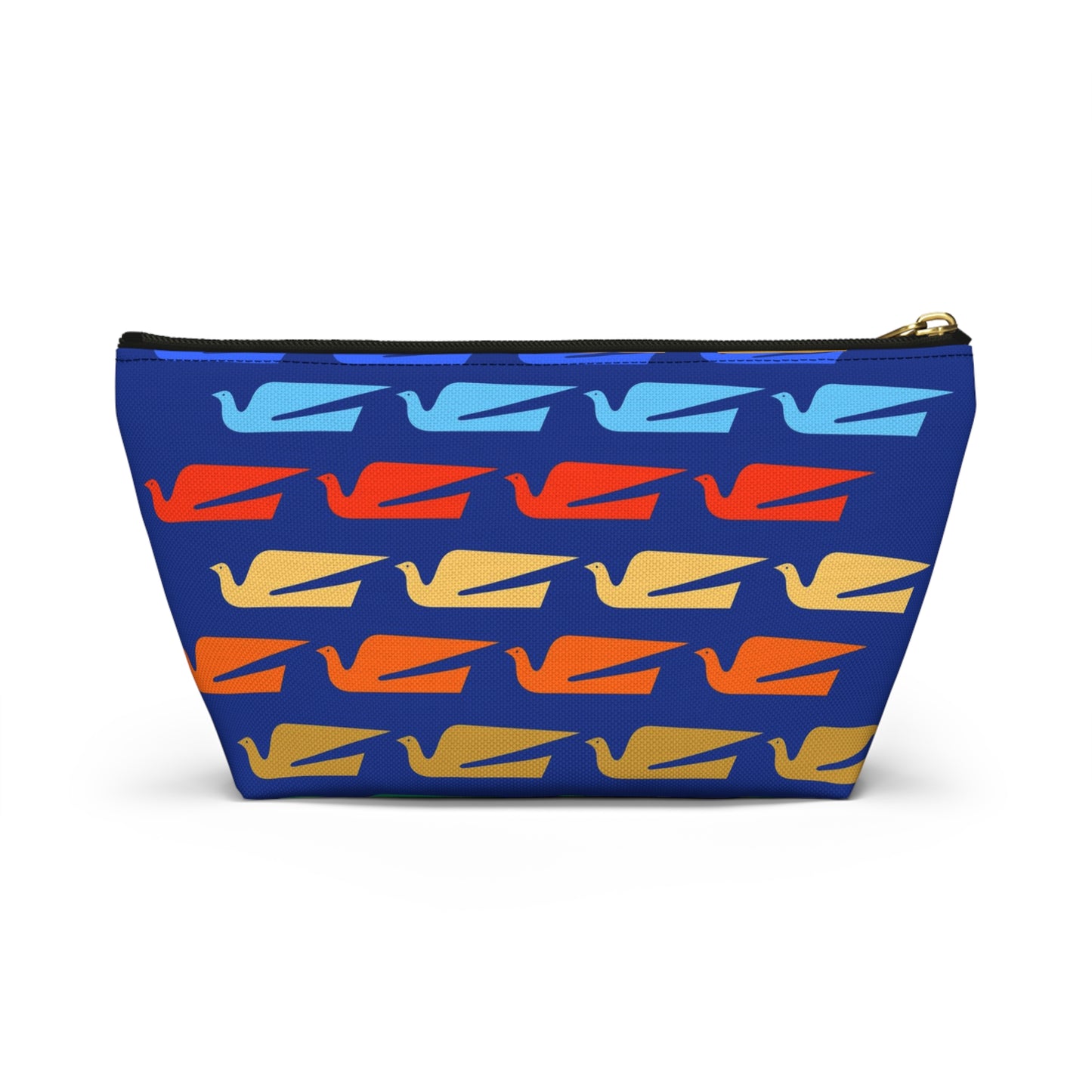 Braniff Inflight Accessory Toiletry Makeup Travel Pouch with T-bottom Bluebird of Happiness Flock Dark Blue