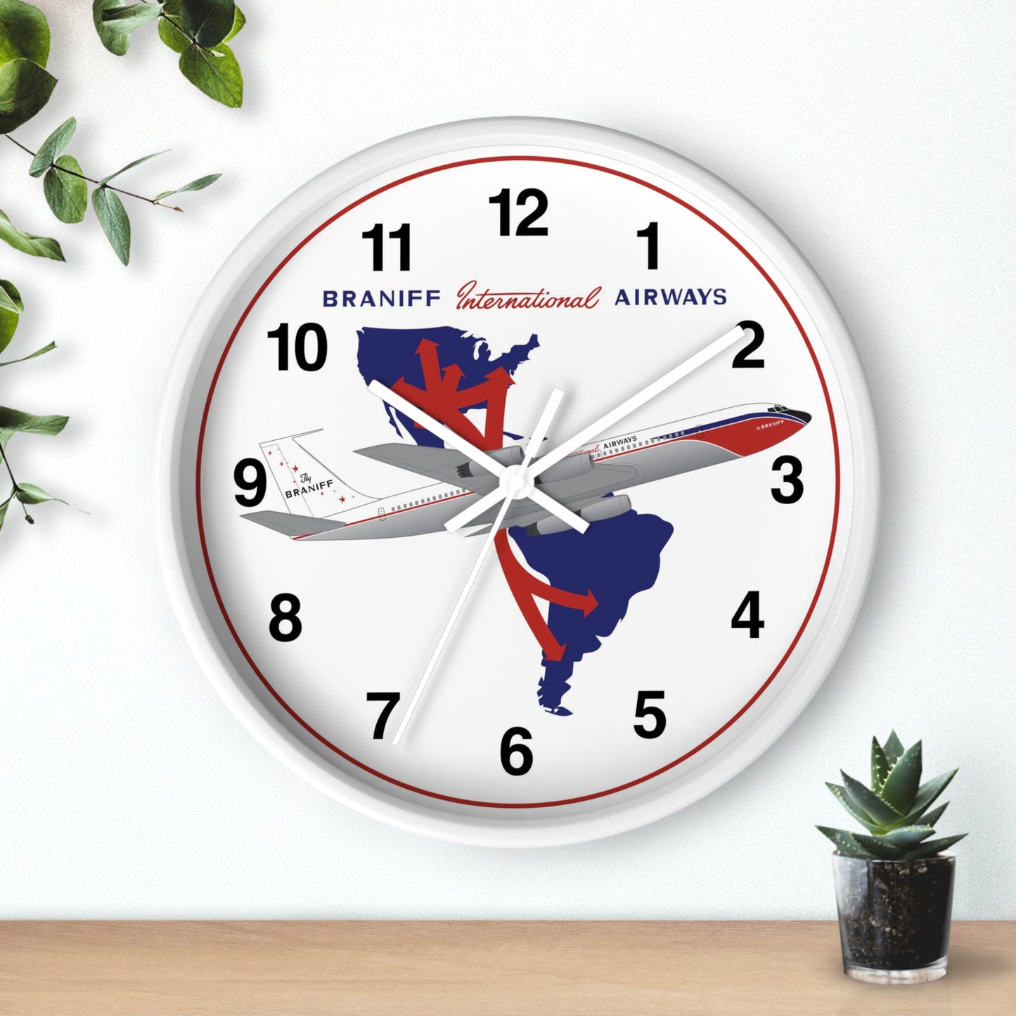 Wall Clock Braniff 707-227 El Dorado Super Jet with Route Map