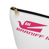 Braniff Inflight Accessory Toiletry Makeup Travel Pouch with T-bottom Bluebird of Happiness Pink