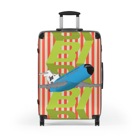 Braniff Luggage Suitcase EOTPP End of the Plain Plane Boeing 727 on Alexander Girard Strip and BI Tiled Logo 1966