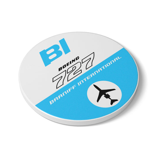 Braniff Ceramic Coaster with Cork Backing EOTPP Boeing 727 1966 Blue
