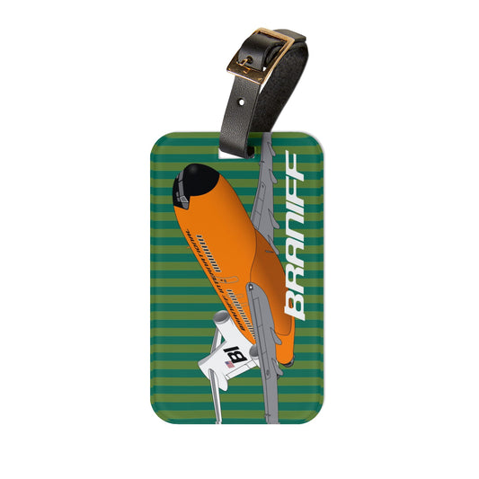 Luggage Tag Personalized Braniff EOTPP End of the Plain Plane Boeing 727 Super Jet on Alexander Girard Stripe 1966