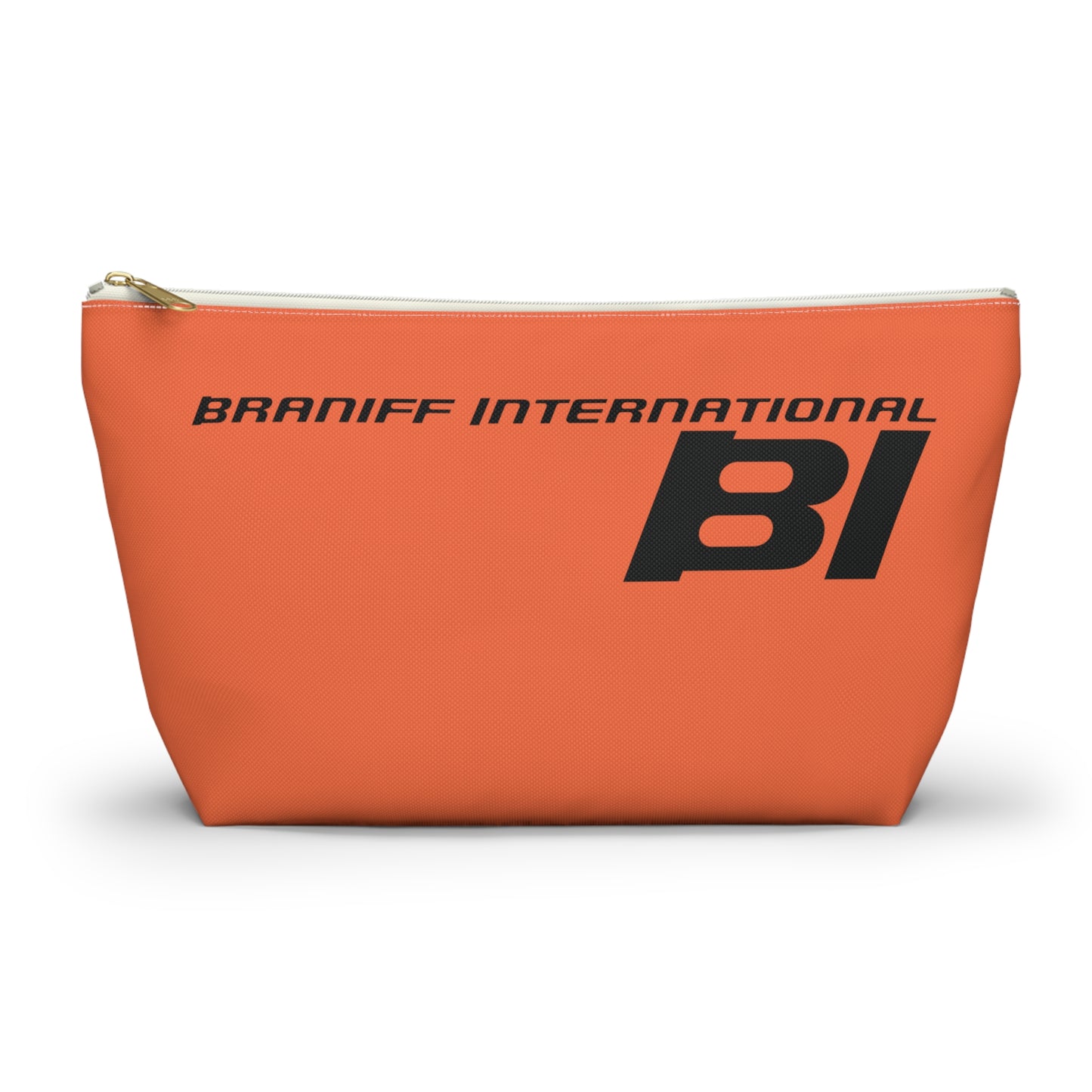 Braniff End of the Plain Bag Accessory Toiletry Makeup Travel Pouch with T-bottom Orange