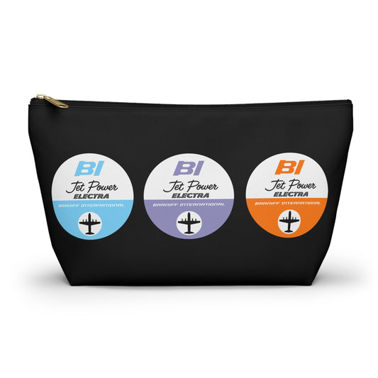 Braniff Inflight Accessory Toiletry Makeup Travel Pouch with T-bottom Braniff Lockheed L-188 Electra Circle Logo Multi Color 1965