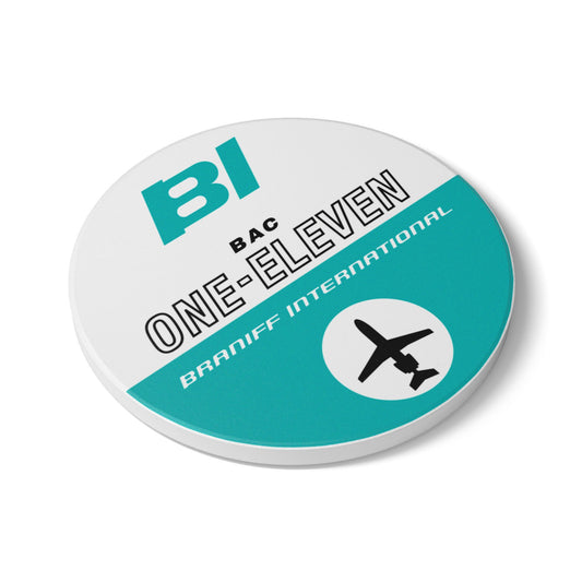 Braniff Ceramic Coaster with Cork Backing EOTPP BAC One-11 1965 Turquoise
