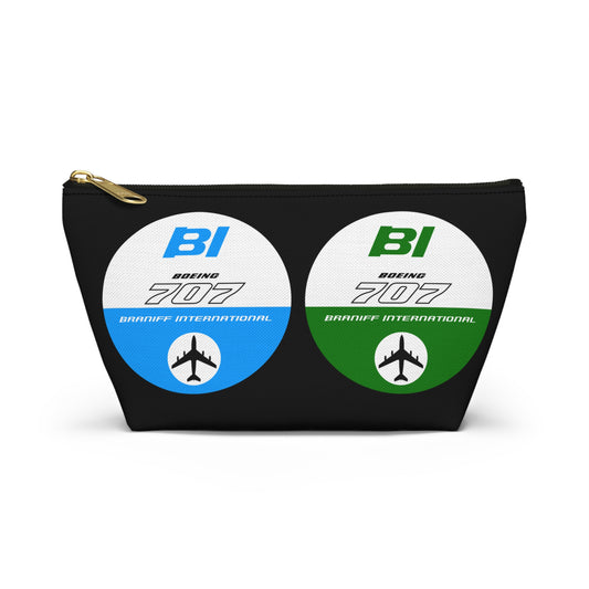 Braniff Inflight Accessory Toiletry Makeup Travel Pouch with T-bottom EOTPP Boeing 707 Multi Color