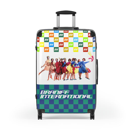 Braniff Luggage Suitcase EOTPP End of the Plain Plane Air Strip Alexander Girard Check and BI Squares Logo 1966