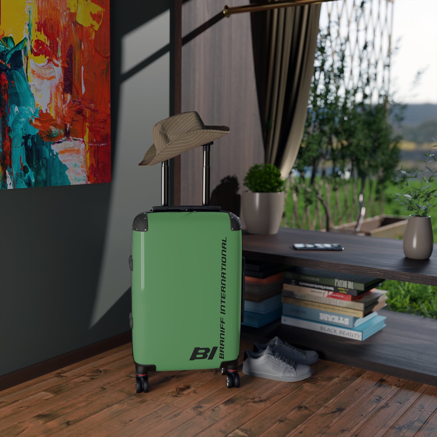 Braniff Ultra Space Jet Luggage Suitcase Braniff Alexander Girard Design End of the Plain Plane 1965 1967 Panagra Green