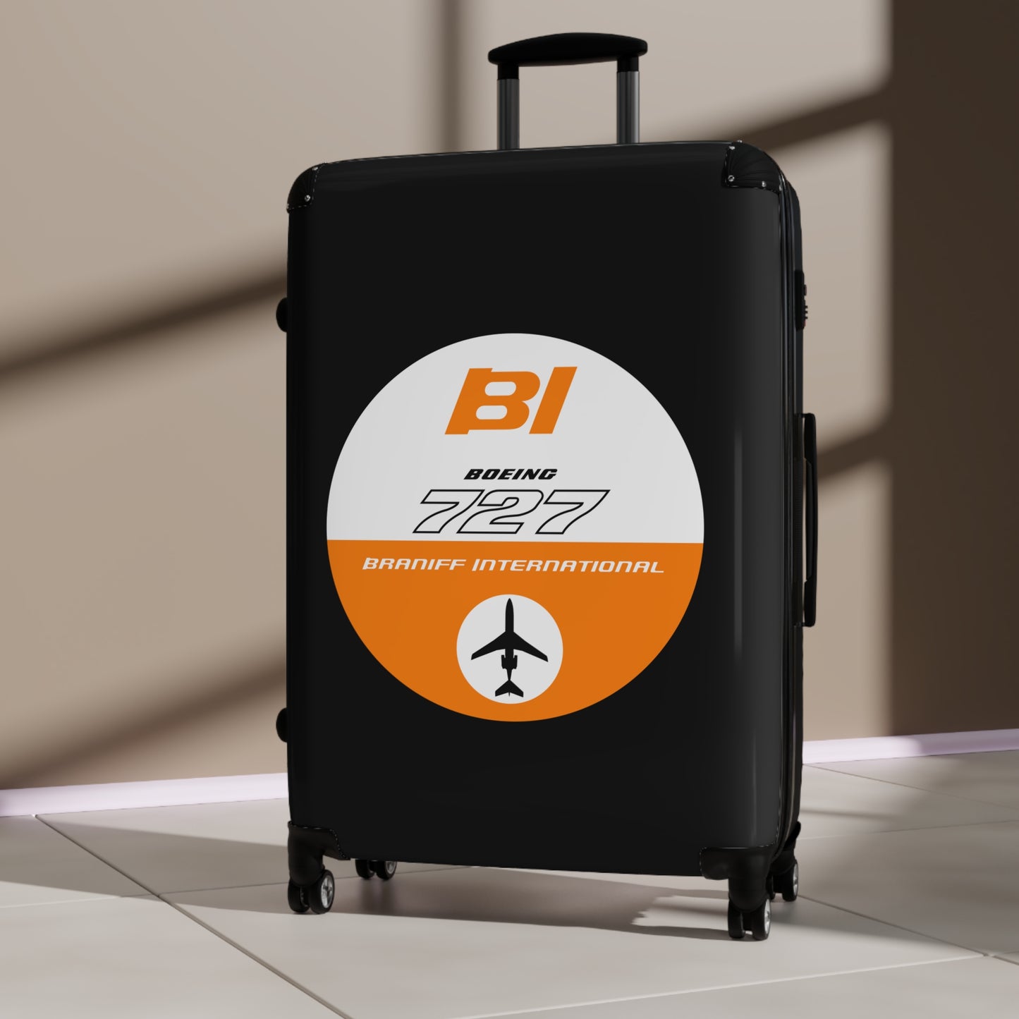 Braniff Luggage Suitcase EOTPP End of the Plain Plane Boeing 727 Circle Logo 1965 Orange
