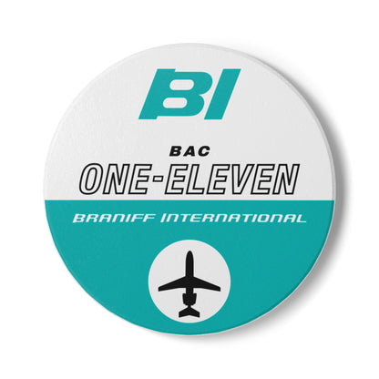 Braniff Ceramic Coaster with Cork Backing EOTPP BAC One-11 1965 Turquoise