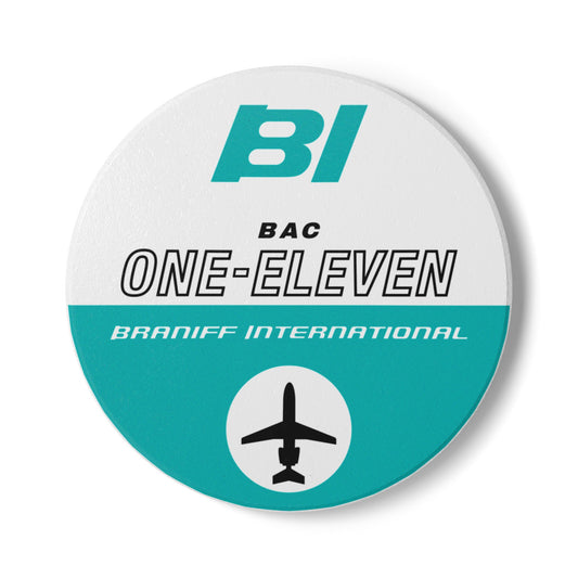 Braniff Ceramic Coaster with Cork Backing EOTPP BAC One-11 1965 Turquoise