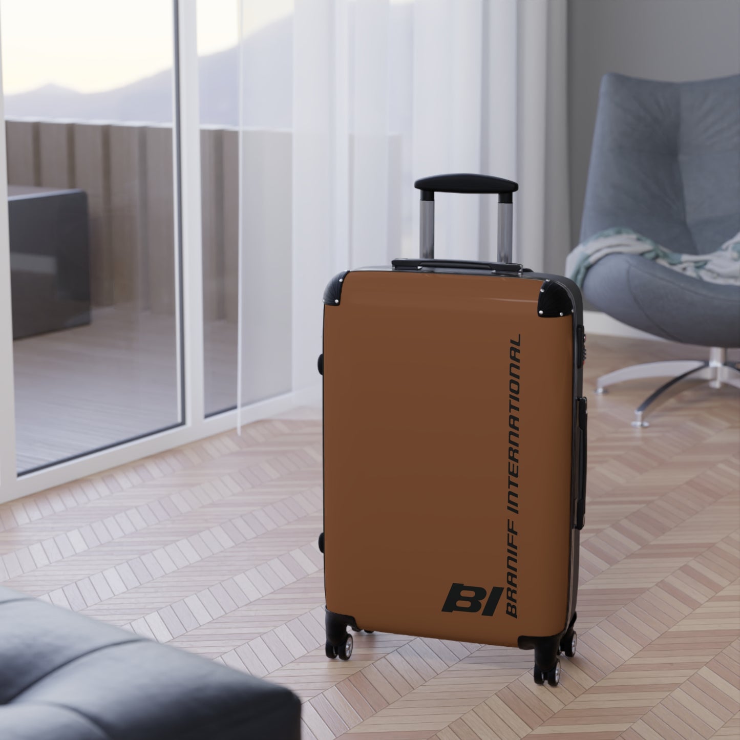 Braniff Ultra Space Jet Luggage Suitcase Braniff Alexander Girard Design End of the Plain Plane 1965 1967 Brown