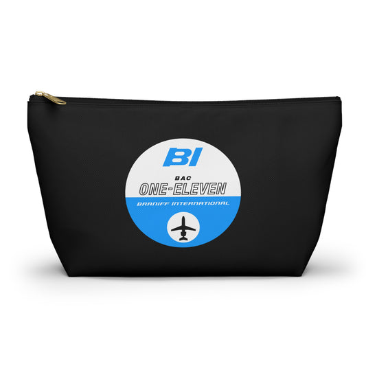 Copy of Braniff Inflight Accessory Toiletry Makeup Travel Pouch with T-bottom EOTPP Boeing 707 Multi Color