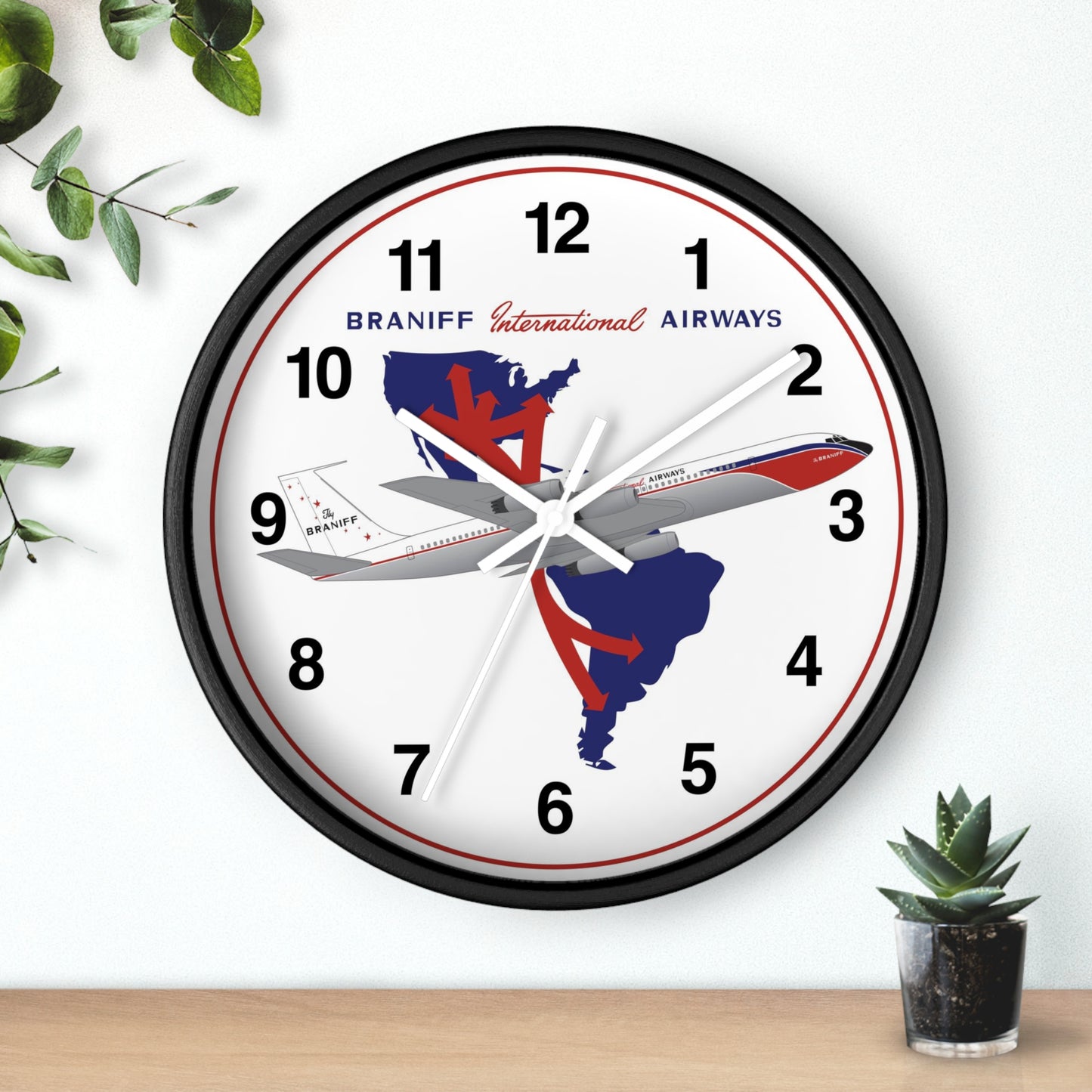 Wall Clock Braniff 707-227 El Dorado Super Jet with Route Map
