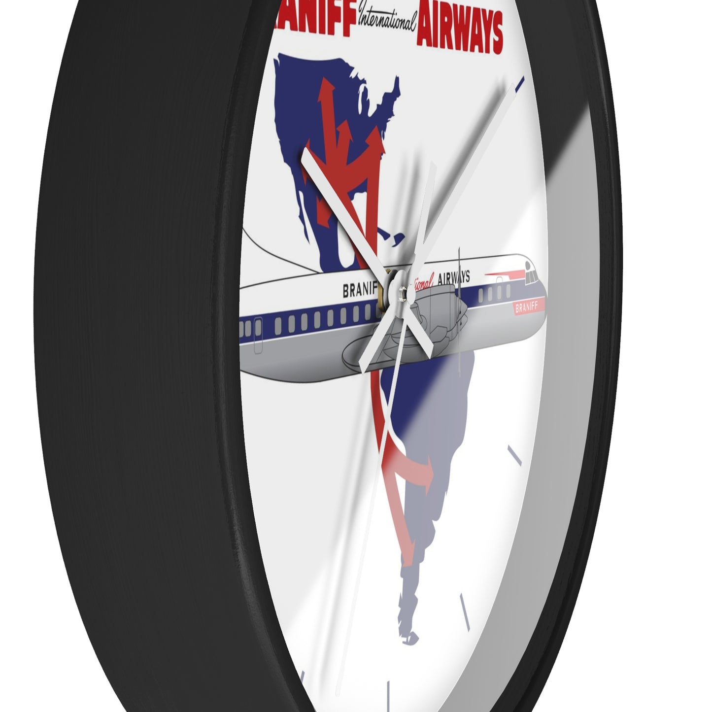Wall Clock Braniff Lockheed L-188 Electra Jet with Route Map