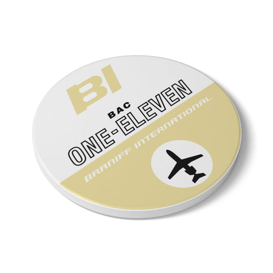 Braniff Ceramic Coaster with Cork Backing EOTPP BAC One-11 1965 Beige
