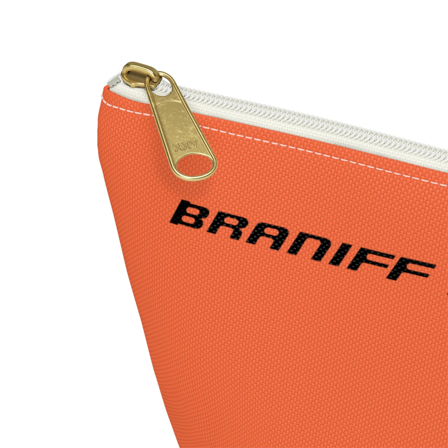 Braniff End of the Plain Bag Accessory Toiletry Makeup Travel Pouch with T-bottom Orange