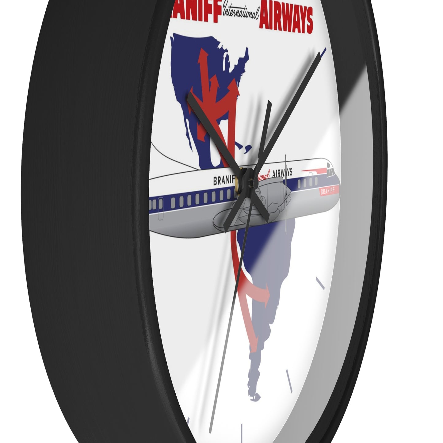 Wall Clock Braniff Lockheed L-188 Electra Jet with Route Map