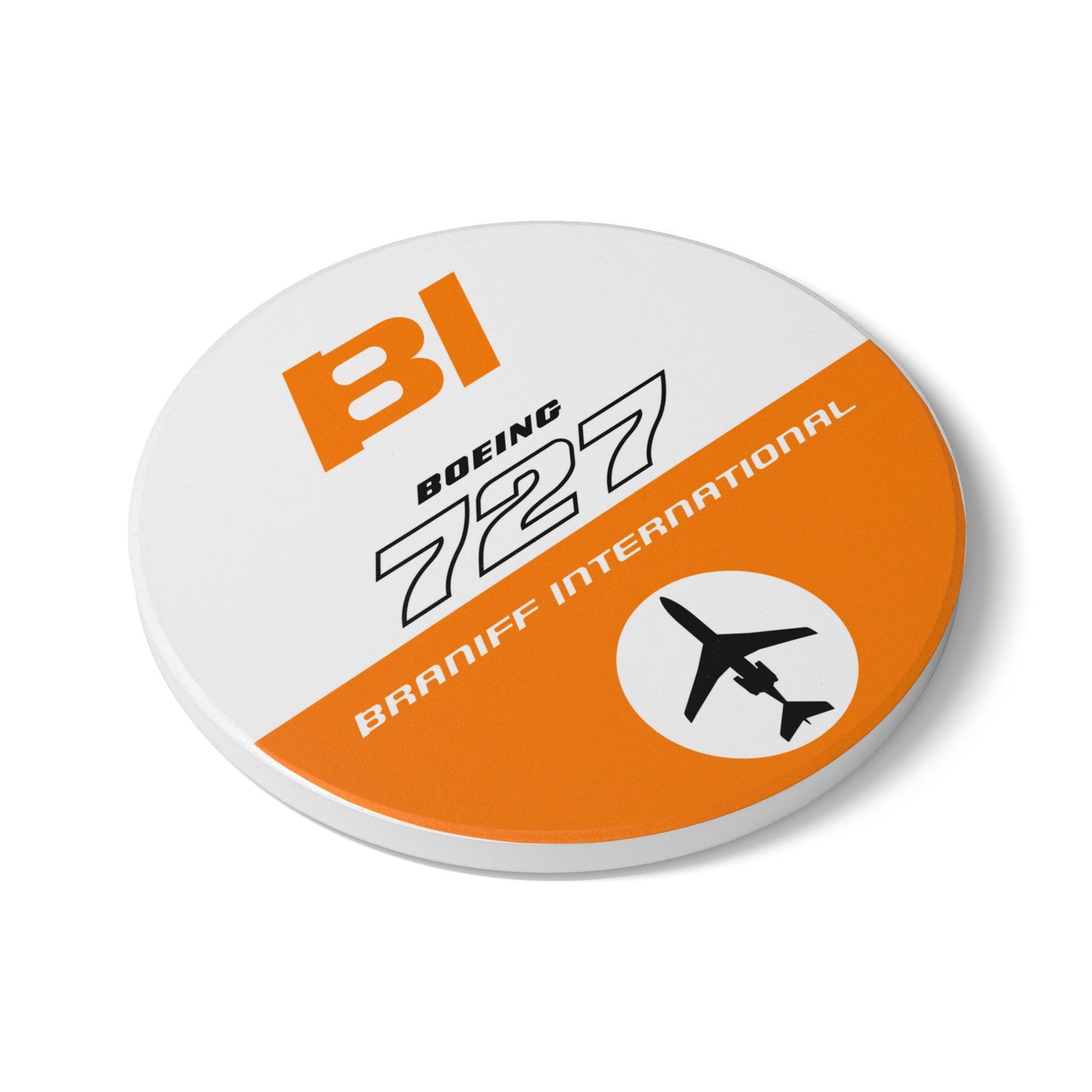 Braniff Ceramic Coaster with Cork Backing EOTPP Boeing 727 1966 Orange