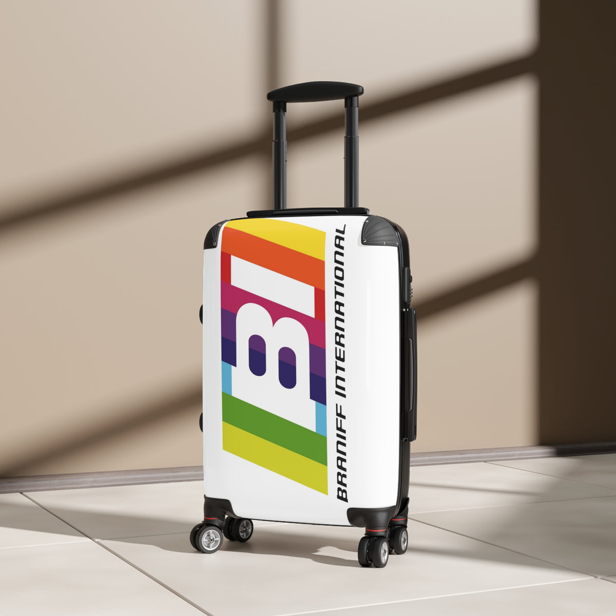 Braniff Ultra Space Jet Luggage Suitcase Braniff International BI Logo Rainbow Multi Color 1965